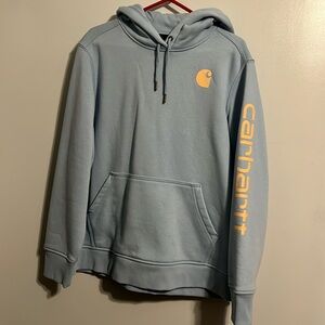Light blue 1X women’s Carhartt hoodie.